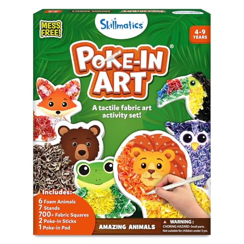 Skillmatics Poke-in Art – Animals, Mess-Free DIY Wood Craft Kit for Kids | Creative Fine Motor Activity, Pretend Play & Room Decor, Gift for Girls & Boys Ages 4, 5, 6, 7, 8, 9 - style: 4. Animals