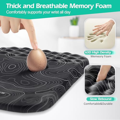 Gimars Upgrade Ergonomic Mouse Pad Wrist Rest with Memory Foam Massage Bump, Enlarge [ 30% Larger Moving Space] Mouse Pad Wrist Support with Nonslip PU Base for Laptop, Computer, Gaming & Office - color: Map-square
