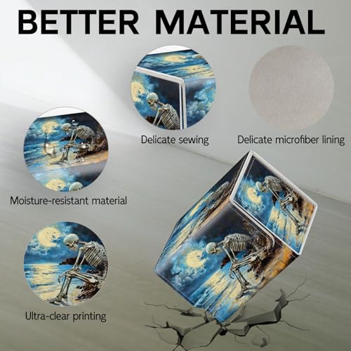 Trading Card Storage Box, Holds 100+ for MTG Cards, Premium PU Leather with Magnetic Closure, Moonlit Sea Skeleton Durable Deck Box for Magic the Gathering, Trading Card Games - color: Moonlit Sea Skeleton