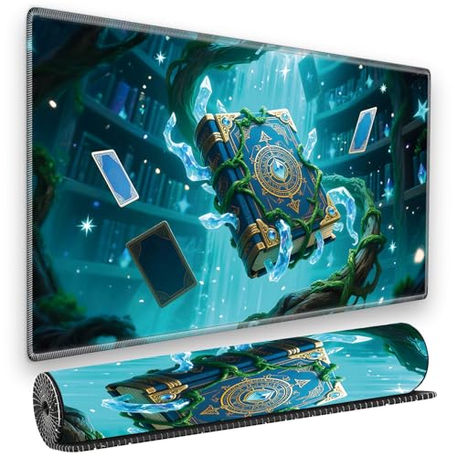 for MTG Playmat, for TCG Play Mat, 24 x 14 inches, Magic Game Card Mat Commander Playmat,Trading Card Inked Game Mat,Battle Game Rubber Non-Slip Mat - Magic Book - color: Magic Book
