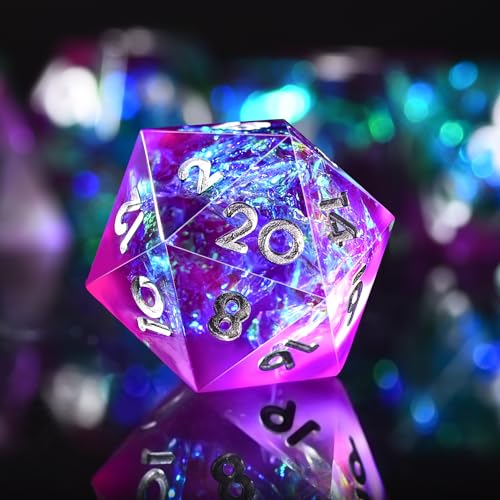 AUSTOR 7-Die DND Dice Set Handmade Sharp Edge Polyhedral Dice for Dungeons and Dragons RPG MTG Table Games（Violet & Blue） - color: Violet & Blue