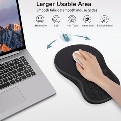 Canjoy Mouse Pad with Wrist Rest, Ergonomic Wrist Support with Massage | Ergonomic Massage Design & Relax and Relieve Fatigue & Non-Slip & PU Base, Comfortable Computer Mousepad for Office Home - color: Black Wrist Rest