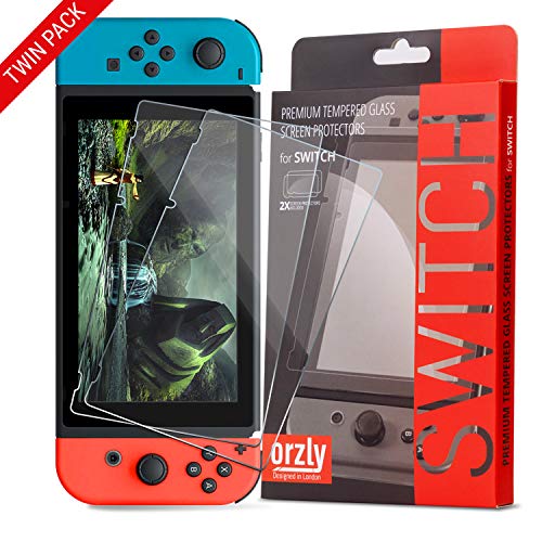 Orzly Glass Screen Protectors Compatible with Nintendo Switch - Premium Tempered Glass Screen Protector Twin Pack [2X Screen Guards - 0.24mm] for 6.2 Inch Tablet Screen on Nintendo Switch Console - size: 6.2"