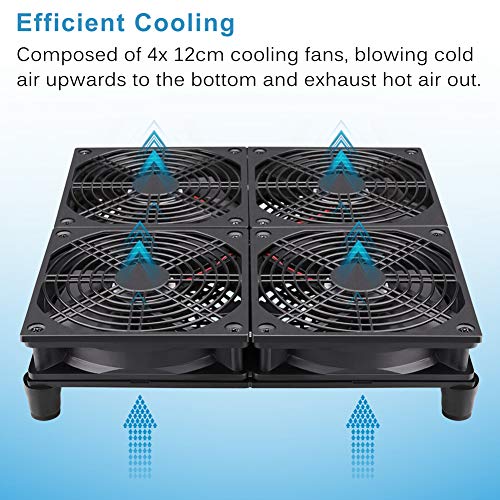 GDSTIME Router Cooling Fan with AC Plug Speed Control for ASUS GT/RT-AC5300 | Big Airflow, 4x 120mm Fans (240x240mm), High Performance Cooler Cooling Pad, for Laptop, Mini PC, TV Box, Xbox, Amplifiers