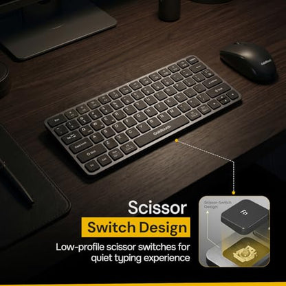 Goldtouch Trident Mini. Bluetooth Keyboard. Portable Mini Wireless Keyboard for Windows, Mac, iOS, Android. 4-Way Connectivity: USB, 2.4GHz & Dual Bluetooth. Compact 78-Key. 6-Month Battery.