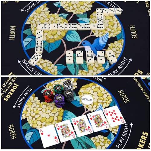 TIASUSAN American Mahjong Learning Mat (Black, 33” x 33”) with Carrying Bag, Anti-Slip, Noise-Reducing Mahjong Mat for Table - color: Black