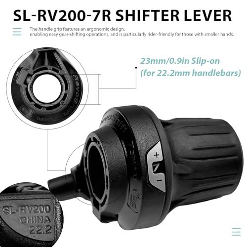 7 Speed Shifter SL-RV200-7R Bike Shifter Right Twist Shift Lever | with Visual Window,Lightweight Design,Durable and Stable,7 Speed Shifter for Moutain Bike,Commuter Bike,Touring Bike - size: 7 Speed/SL-RV200-7R