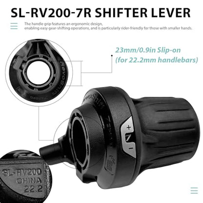7 Speed Shifter SL-RV200-7R Bike Shifter Right Twist Shift Lever | with Visual Window,Lightweight Design,Durable and Stable,7 Speed Shifter for Moutain Bike,Commuter Bike,Touring Bike - size: 7 Speed/SL-RV200-7R