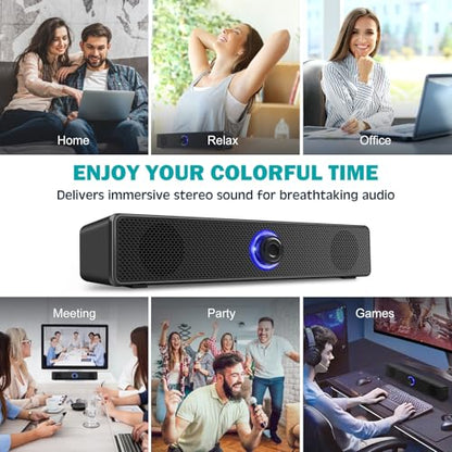 Computer Speakers, USB-A Powered PC Speakers Wired Stereo Desktop Speakers with 3.5mm AUX Audio Plug (No Bluetooth) for Computer, Desktop, Laptop, PC [2026 Version]