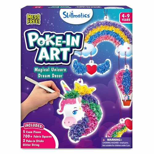 Skillmatics Poke-in Art – Magical Unicorn Dream Decor, DIY Wood Craft Kit | 5 Foam Pieces, Mess-Free Fun for Kids, Screen-Free Activity, Gifts for Ages 4, 5, 6, 7, 8, 9 - style: 4. Unicorn Dream Décor