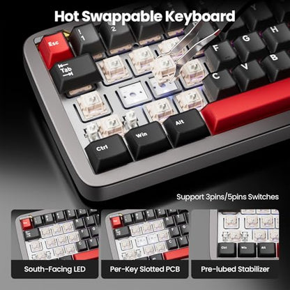 RK ROYAL KLUDGE U65 Aluminum Gaming Keyboard, Wired 60% Mechanical Keyboard with Full CNC Aluminum Body, Gasket Mount, Hot Swappable Pre-Lubed Switches, RGB Backlit, PBT Keycaps, Thocky Creamy Sound