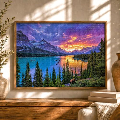 Cross & Glory | Jigsaw Puzzles for Adults | The Last Light of the Rockies | Canadian Rockies Sunset Landscape with Mountains & Turquoise Lake | Epic Wilderness Puzzle | Satin Finish | Ages 14+ - color: The Last Light of the Rockies