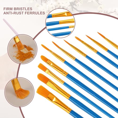 PATIKIL Paint Brushes Set, 200Pcs Acrylic Paint Brush Nylon Hair for Watercolor Oil Painting Miniature Detailing Rock Painting, Dark Blue - color: Dark Blue