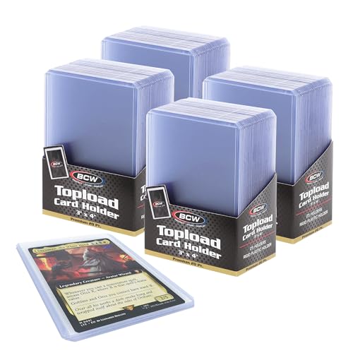 BCW Premium 3x4 Topload Card Holders – 100 Pack | Ultra-Clear 35PT Rigid PVC Protectors | Heavy-Duty Card Holders for Standard Trading Cards, Sports Cards, MTG, Pokémon & More - size: 100 Pack