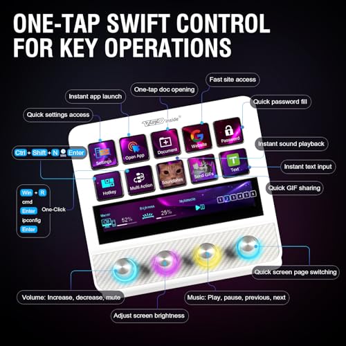 Macro Pad, Streaming Deck Stream Controller Soundboard Keypad, Programmable Keys USB Shortcut Keyboard for Gamer Streamer, Audio Mixer for OBS, YouTube, Office Desk Setup, PC, Mac - color: White