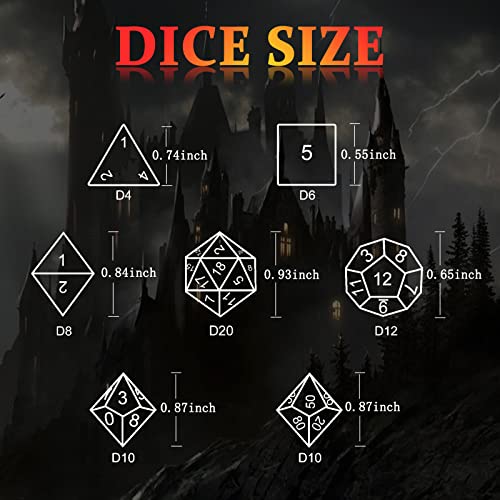DND Dice Set,3D Hollow Dragon Metal 7-Die,Black | copper construction,68g balanced weight,engraved numbers,gift box and velvet bag for DND RPG play - color: 3d-black