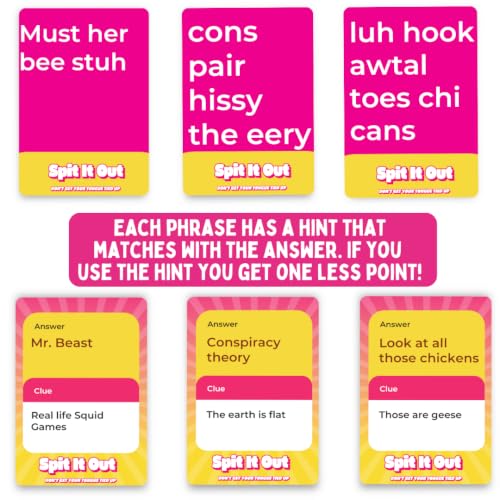Spit It Out Party Game for Adults & Teens 17+ – Fast-Paced Word Guessing Card Game, Sound It Out & Shout the Answer, Funny Group Game for Game Nights, Parties, Gatherings & Icebreakers, 2+ Players