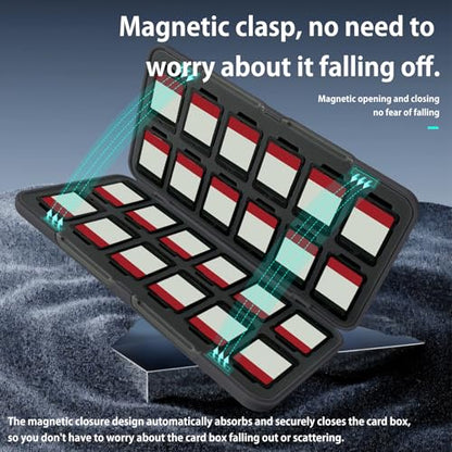 ONETIAOLONG Switch Game Case Holder for Switch 2 & OLED & Lite with 24 Cartridge Slots and 48 Micro SD Card Storage with Magnetic Closure,Protective Hard Shell and Soft Lining for Easy carrying - color: Black, style: 24-slots
