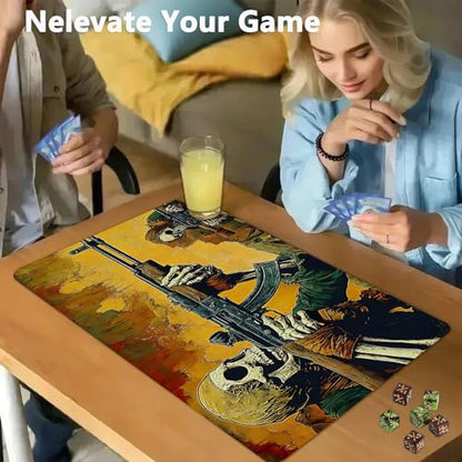 for MTG Game Playmat - 24 x 14 inches with Dices and Storage Bags, Non-Slip Base for TCG and Board Game Card Mats, Trading Card Games Mat, Skeleton Gunners Pattern Collectible Card Playmats - color: Jv-playmat-p7-1-h223