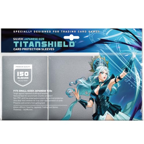 TitanShield Small Japanese Card Sleeves, Silver (150 Sleeves) - Fits Yu-Gi-Oh - color: Silver