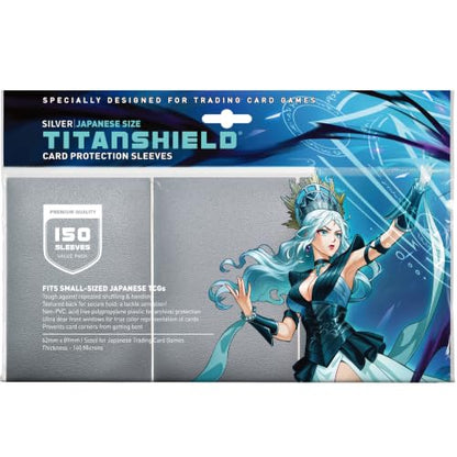 TitanShield Small Japanese Card Sleeves, Silver (150 Sleeves) - Fits Yu-Gi-Oh - color: Silver