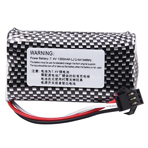 Blomiky 2 Pack 7.4V 1200mAh 8.88Wh Li-ion Rechargeable Battery with Black SM-3P Plug and Cable Replacment for Some Old Version RC Trucks / 1575 Battery 2