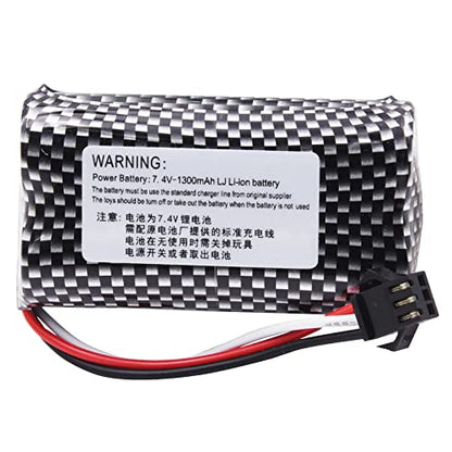 Blomiky 2 Pack 7.4V 1200mAh 8.88Wh Li-ion Rechargeable Battery with Black SM-3P Plug and Cable Replacment for Some Old Version RC Trucks / 1575 Battery 2
