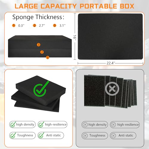 23 Inch Aluminum Carrying Case 23 X 16.5 X 8.6 Inch Ideal for Microphone & Camera Gear Transportation, DJ Mixer Case with Customizable Pre-Diced Foam, Black - size: Inner：22.5''X 16''X 8.3''