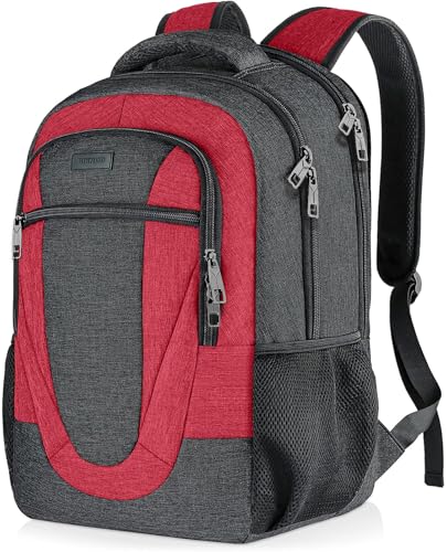 BIKROD Travel Laptop Backpack for Woman and Men, School Backpack for Teens, Waterproof College Back Pack for 15.6 IN Laptop Backpack, Adult Business Computer Travel Backpack, BlackRed - color: Blackred, size: 15.6 Inch