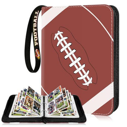 440 Pockets Football Card Binder 4 Pocket, Sports Card Binder with 55 Removable Sleeves, Football Card Holder Trading Card Binder with Football Pattern Wristband Fit for MTG, TCG, Game Gifts For Boys