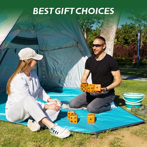 SunNordic 6 Giant Wooden Yard Dice Game Set, Outdoor Lawn Yardzee Game Jumbo with Carry Bag＆ Scorecard, Backyard Dice Game for Adults Family