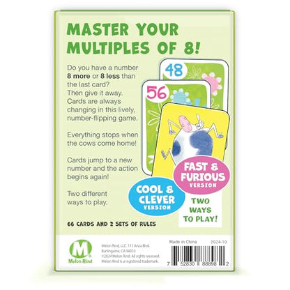 Melon Rind Jump 8, Math Game for Kids Learning Multiples of 8, Lively, Fun Card Game, Quick Activity for Boosting Math Confidence, Easy Screenless Fun, Ages 8+ - style: Multiples of 8