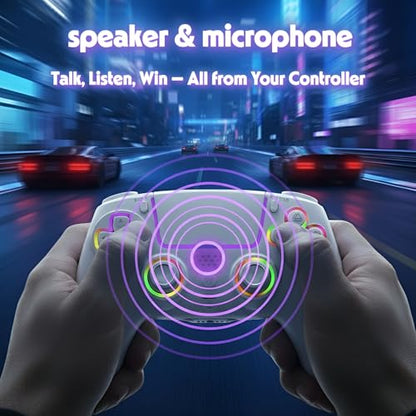 FLUY-E RGB Wireless Controller for PS5/PC – Compatible with PS5, PS5 Slim & PS5 Pro, Hall Effect Joysticks and Triggers, Dual Vibration, Six-Axis Sensor, Touch Panel, Turbo & Programmable Buttons, Ergonomic Design
