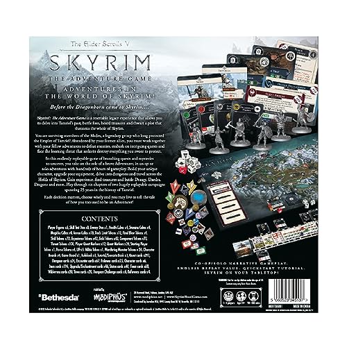 The Elder Scrolls V: Skyrim The Adventure Game - Epic Cooperative & Solo Board Game, Open-World Questing, Character Progression & Narrative Strategy, Ages 14+, 1-4 Players, 60-120 Min Playtime | Co-Op or Solo Campaign Game for 1-4 Players, 60-120 Minute,