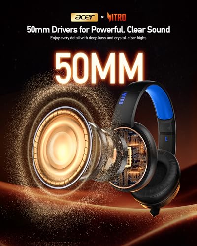 Acer 2.4GHz Flex Wireless Gaming Headset | Non-Stop 100H Battery | Dynamic 50mm Drivers | Clear Voice Mic | Bluetooth5.3, 3.5mm | Gaming Headphones for PC, PS4, PS5 - color: Blue