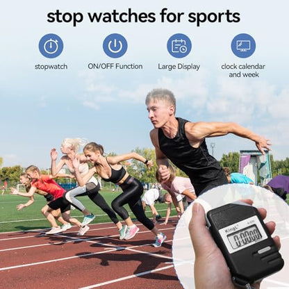 2 Pack Digital Stopwatch Timer with Large Display,Lap Split Mode, Waterproof Handheld Timer for Coaches, Teachers, Kids, Running, Swimming, Training(Black-2 Pack) - style: style1-2pack/Black