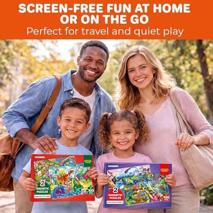 QUOKKA Magnetic Puzzles for Kids Ages 4-6 – 100 PCS Magnetic Puzzle Book for Toddlers 3-5 – 2 Puzzles & 2 Spot The Difference Maps – Search & Find Travel Games – Activity Book Bugs & Polar Animals - color: Bugs 100pcs