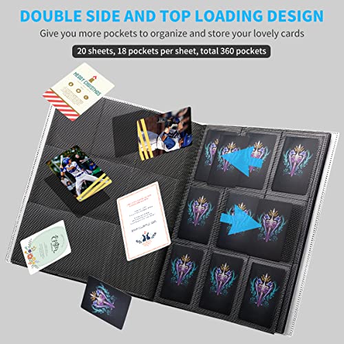 Card Binder, Upgraded 9 Pockets Trading Card Collection Binder for Cards, 360 Card Book Holder Album for Yugioh, MTG, TCG, Magic, Sports Cards - White - color: White