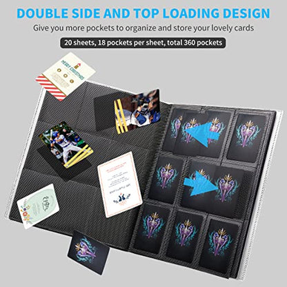 Card Binder, Upgraded 9 Pockets Trading Card Collection Binder for Cards, 360 Card Book Holder Album for Yugioh, MTG, TCG, Magic, Sports Cards - White - color: White