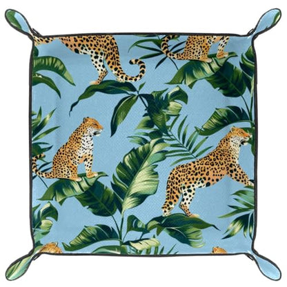 Tropical Leopards Dice Tray Dice Rolling Tray Folding Dice Holder for Dice Games, Like RPG, DND and Other Table Games - color: Multi 20