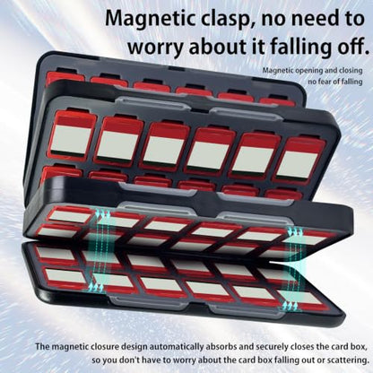ONETIAOLONG Switch Game Case Holder for Switch 2 & OLED & Lite with 72 Cartridge Slots and 144 Micro SD Card Storage with Magnetic Closure,Protective Hard Shell and Soft Lining for Easy carrying - color: Black, style: 72-slots