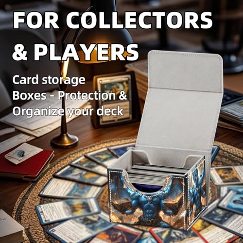 Trading Card Storage Box, Holds 100+ for MTG Cards, PU Leather with Magnetic Closure, Blue Dragon Mage with Floating Tomes Durable Deck Box for Magic the Gathering, Trading Card Games - color: Blue Dragon Mage with Floating Tomes