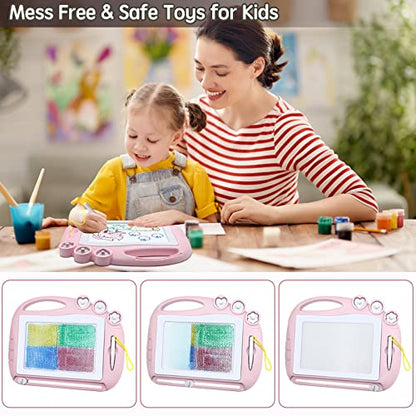 AiTuiTui Magnetic Drawing Board Toddler Toys for Girl Gifts, Erasable Doodle Sketching Writing Pad Travel Games for Kids in Car, Early Education Learning Skill Development Toys for Toddlers - color: Light Pink