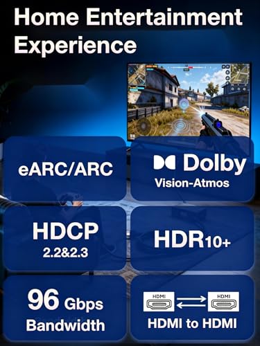 Avaoaa 16K HDMI Cable 2.2 96Gbps 5FT, Ultra High Speed Cable Support 8K/4K 240Hz 144Hz 120Hz 60Hz eARC HDR10+ HDCP2.3 HDMI Cord Compatible with PS5/Xbox/Switch 2/Roku TV/Mac Monitor Laptop Blu-ray - size: 5 ft（1.5M）