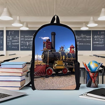 Train Backpack 17 Inch Bookbag Studuent School Bag for Kids Boys Girls Mens, Black - color: Black Train