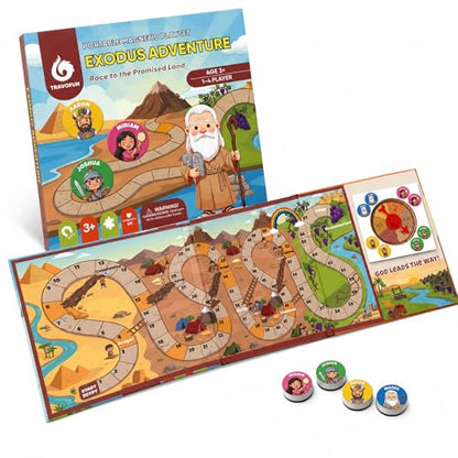 Travofun Exodus Magnetic Snakes and Ladders Bible Game Ages 5–8 | Magnetic snakes and ladders Bible board game for church, Sunday school, family game night and travel - style: Exodus Adventure