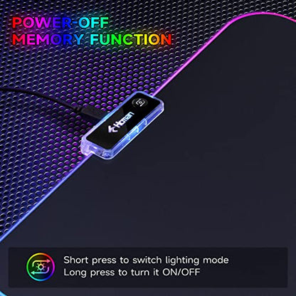 Hcman RGB Gaming Mouse Pad, Small Mousepad 340×245×3mm, PC Gaming Accessories LED Mouse Mat for Desk, Mouse Pads Boy Gifts for Computer Gamer - Black