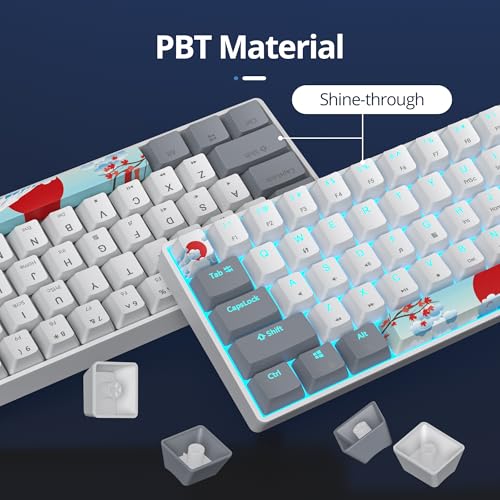 surmen 60% Wired Mechanical Gaming Keyboard, 61 Keys Backlit Ultra-Compact Mini Office Keyboard with Linear Red Switch for PC/Mac Gamer, Typist (61 Gray White) - color: 61 Gray White