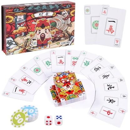 4Pcs mah Jong Cards 2026 Mahjong Tiles 148, Suitable for 2-4 Players, Portable Storage Box, Waterproof and Durable, Suitable for Adults, Teenagers, Home, Travel, Gatherings and Camping