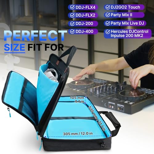 ORKELS DJ Controller Bag, Portable DJ Travel Case with Storage Pocket, Fits Pioneer DDJ 400 SB3 SB2 RB 200, FLX4 REV1, DJ2GO2 Party Mix - size: FLX2/FLX4/REV1/SB2/SB3